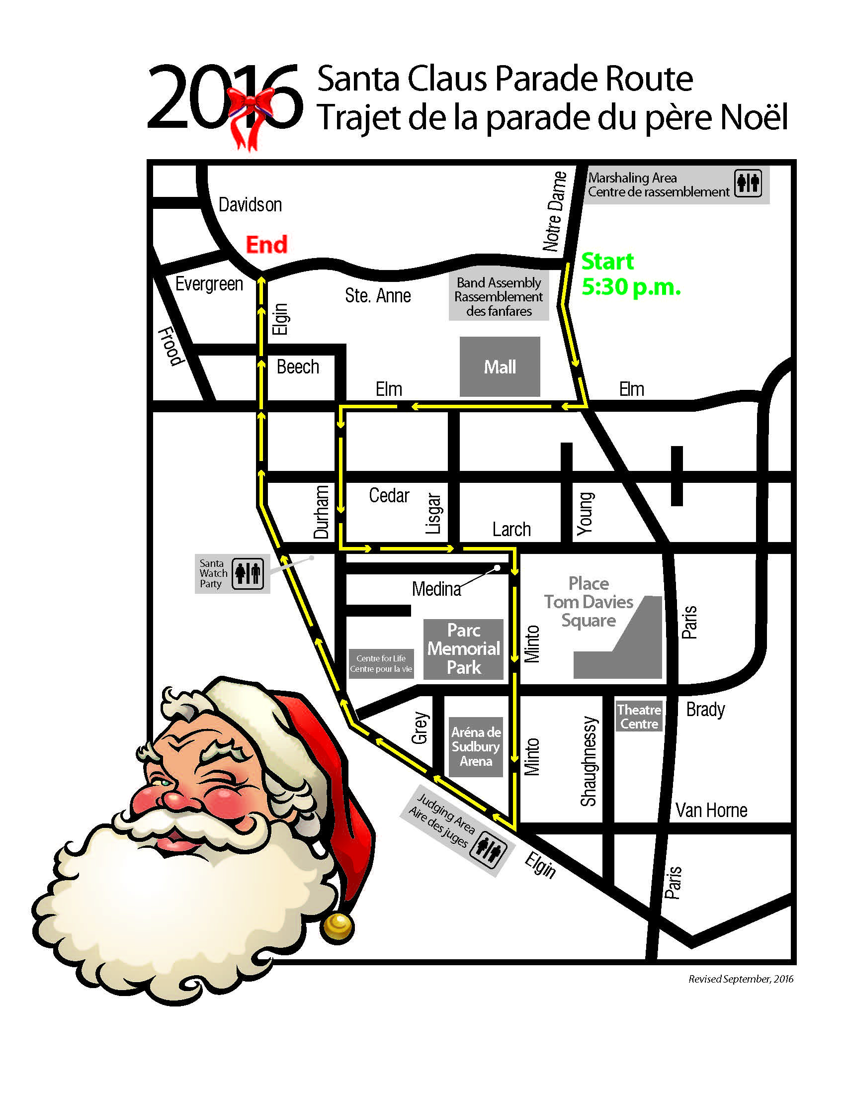 Here’s your printable route map for Saturday’s Santa Claus Parade